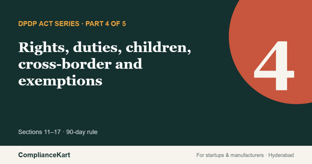 DPDP Act series Part 4: Rights, duties, children, cross-border and exemptions — ComplianceKart