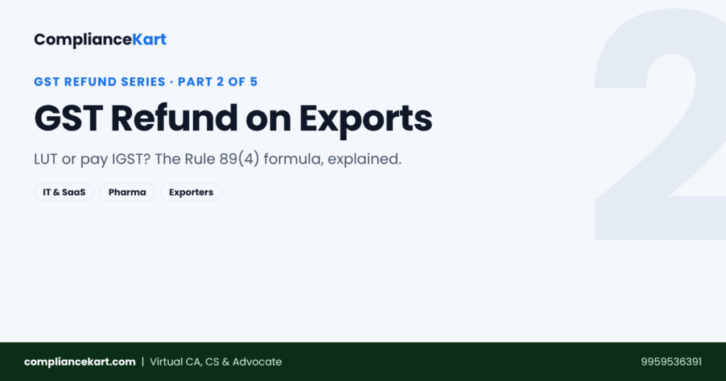 GST refund on exports: LUT vs IGST payment guide for IT, SaaS and pharma exporters